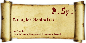 Matejko Szabolcs névjegykártya